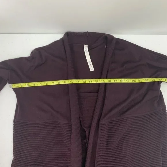 Lululemon Merino Wool Sit In Lotus Wrap ll Sweater Size 12 Heathered Plum - Picture 10 of 12